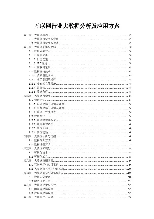 互联网行业大数据分析及应用方案