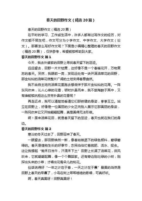 春天的田野作文（精选20篇）