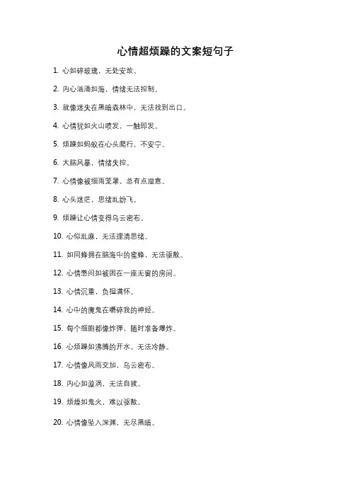 心情超烦躁的文案短句子