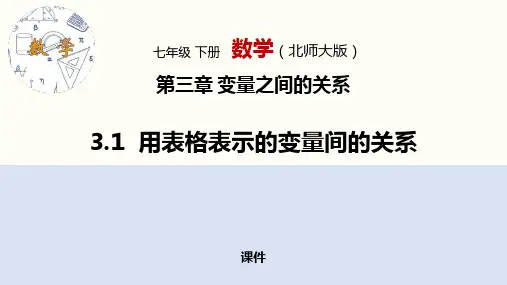 北师大版七年级下册数学《用表格表示的变量间关系》变量之间的关系教学说课复习课件