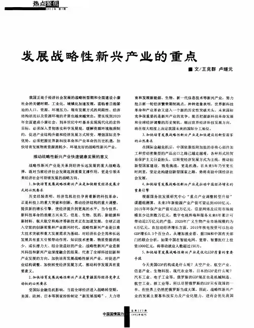 发展战略性新兴产业的重点
