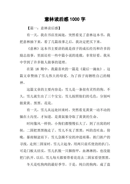 意林读后感1000字