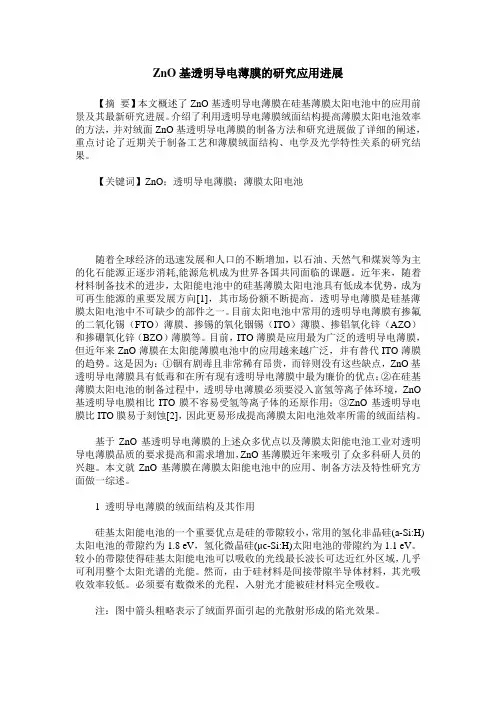 ZnO基透明导电薄膜的研究应用进展