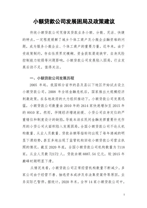 小额贷款公司发展存在的问题及政策建议