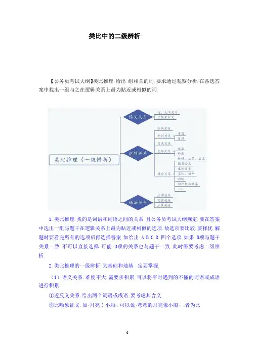 国考之类比中的二级辨析总结与解析