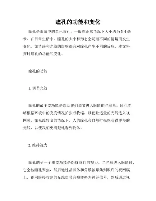 瞳孔的功能和变化