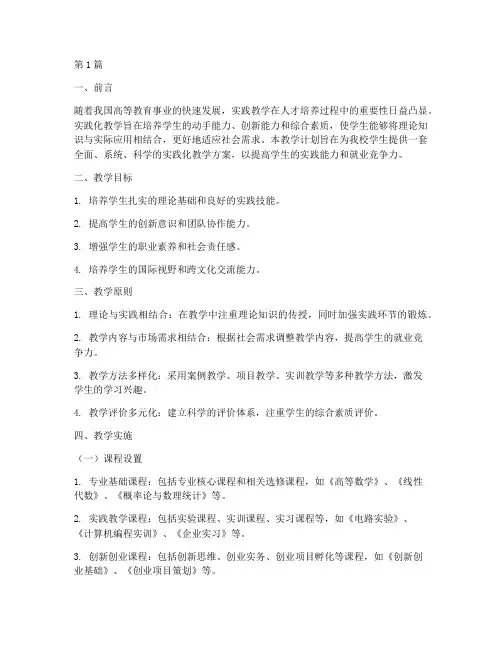 大学实践化教学计划(3篇)