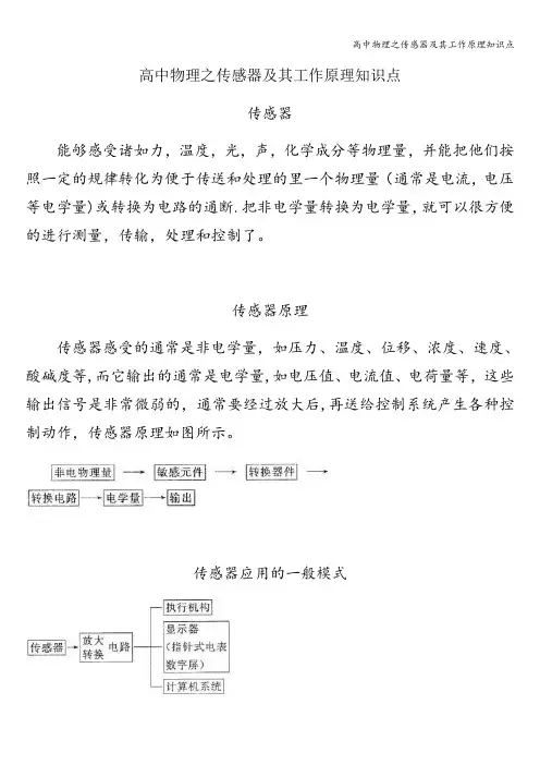 高中物理之传感器及其工作原理知识点