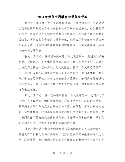 2024年责任主题教育心得体会样本(2篇)