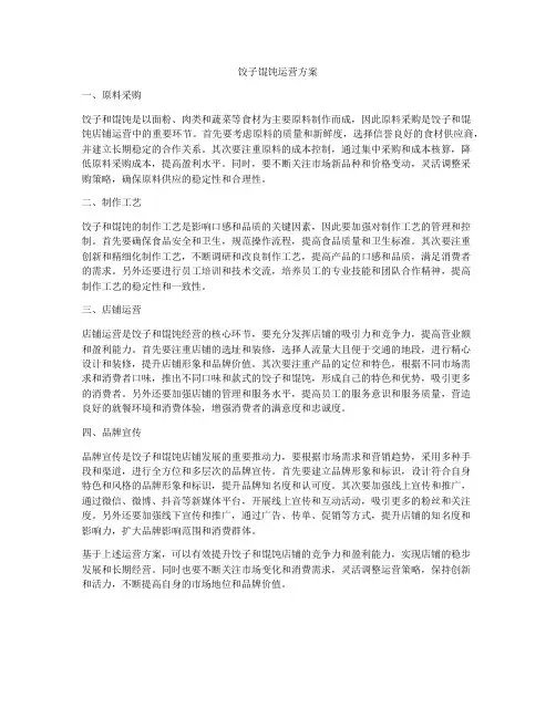 饺子馄饨运营方案