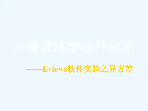 计量经济学Eviews软件应用4 【异方差】-1次课