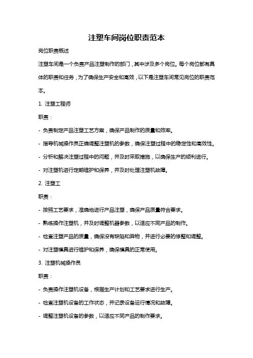 注塑车间岗位职责范本