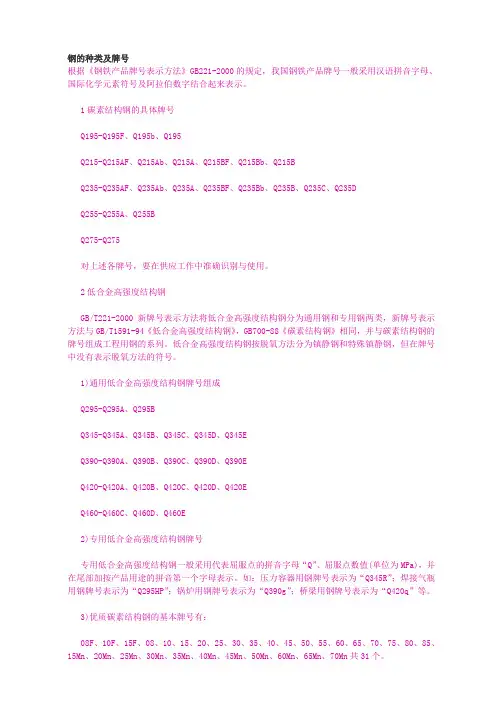 钢的种类及牌号