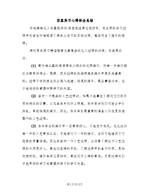 仿真实习心得体会总结（2篇）