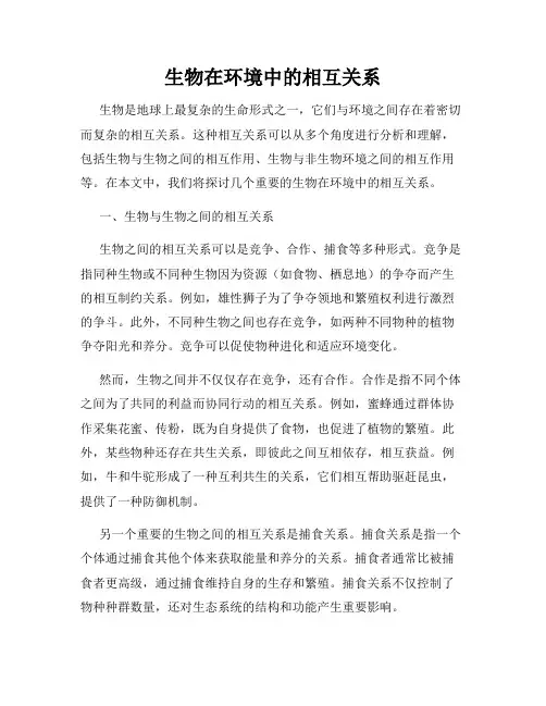 生物在环境中的相互关系