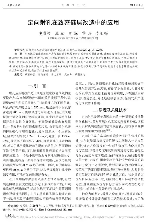 定向射孔在致密储层改造中的应用