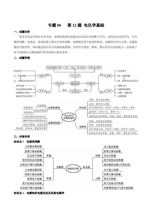 高中化学专题第12题 电化学基础(知识过关)-2020高考化学二三轮复习题型大突破系列(解析版)