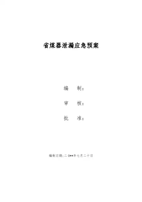 公司省煤器泄漏应急预案
