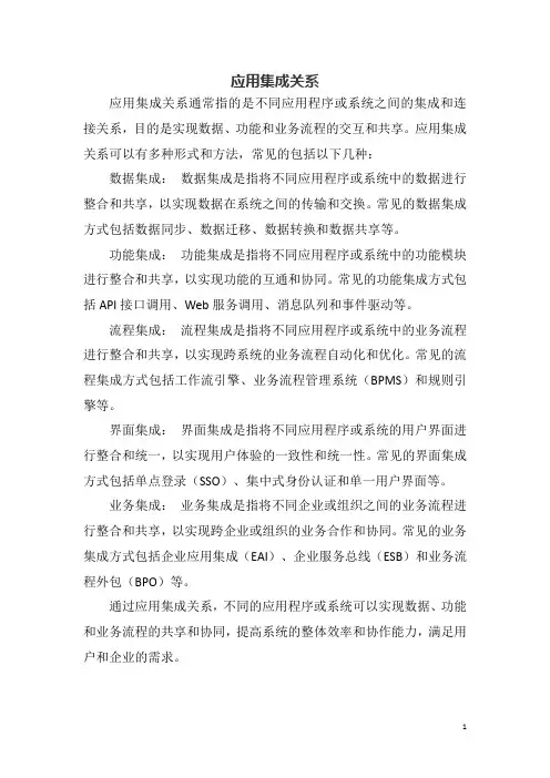 应用集成关系