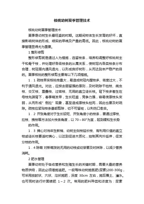 核桃幼树夏季管理技术