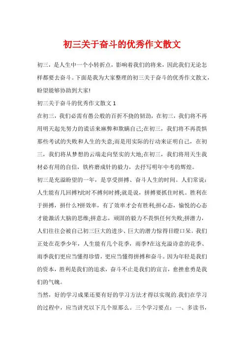 初三关于奋斗的优秀作文散文