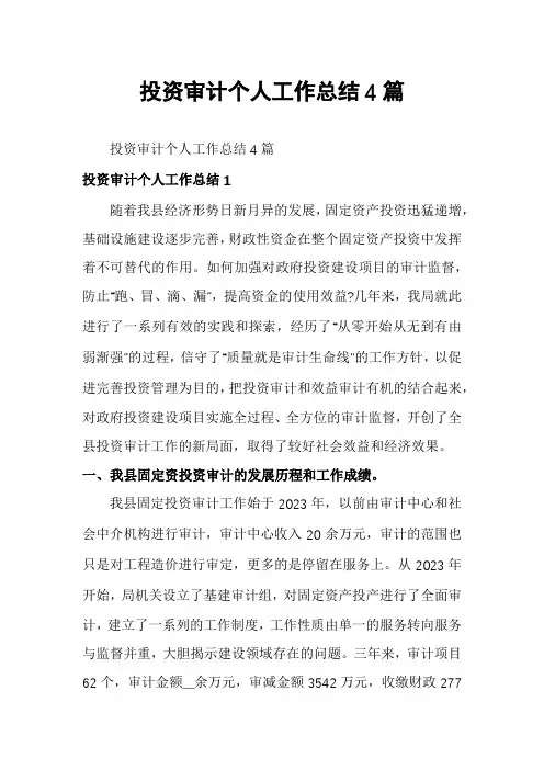 投资审计个人工作总结4篇