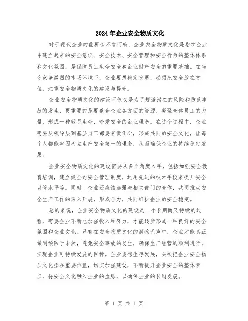 2024年企业安全物质文化