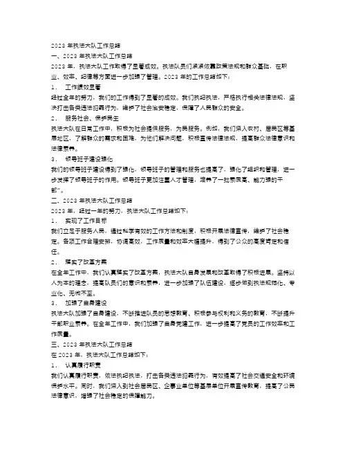2023年执法大队工作总结范文4篇