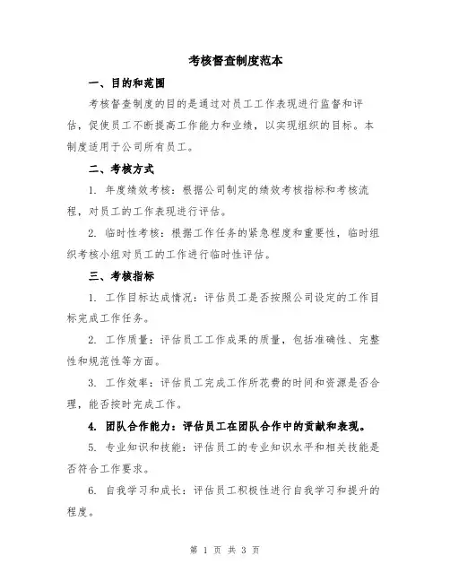 考核督查制度范本