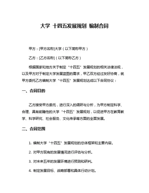 大学 十四五发展规划 编制合同