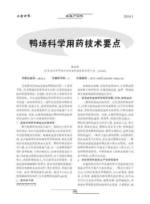 鸭场科学用药技术要点