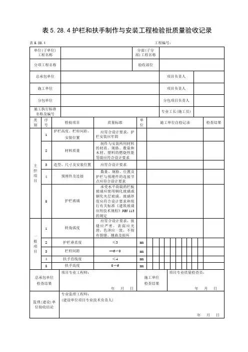 护栏和扶手制作与安装工程检验批质量验收记录