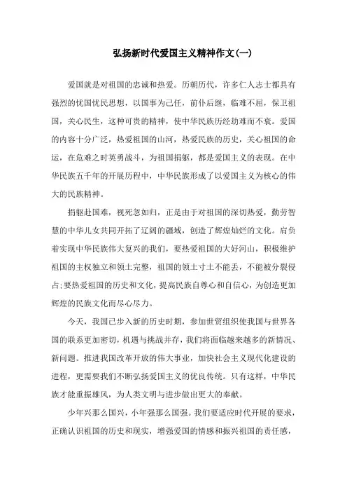 弘扬新时代爱国主义精神作文5篇精选