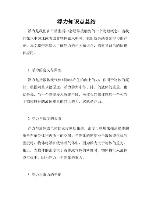 浮力知识点总结