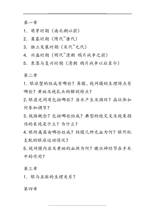 中医眼科学重点