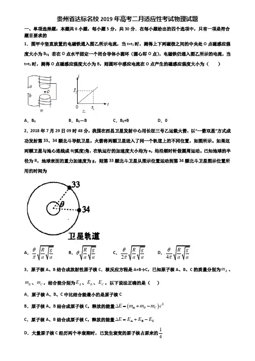 贵州省达标名校2019年高考二月适应性考试物理试题含解析