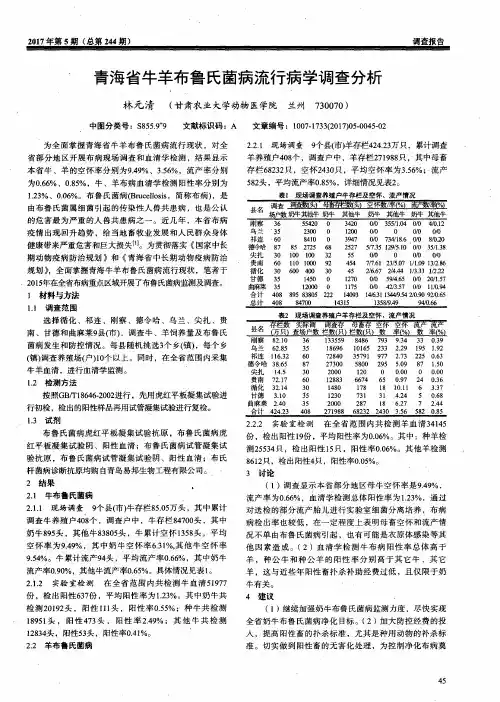 青海省牛羊布鲁氏菌病流行病学调查分析