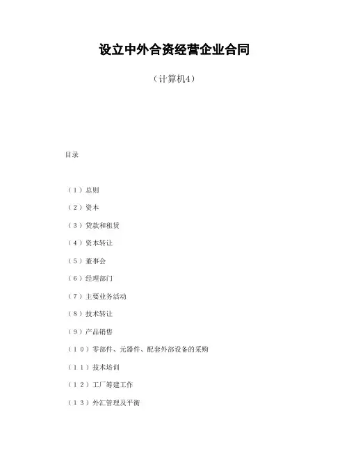 设立中外合资经营企业合同(计算机4)