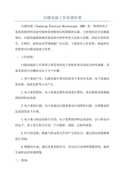 扫描电镜工作原理科普