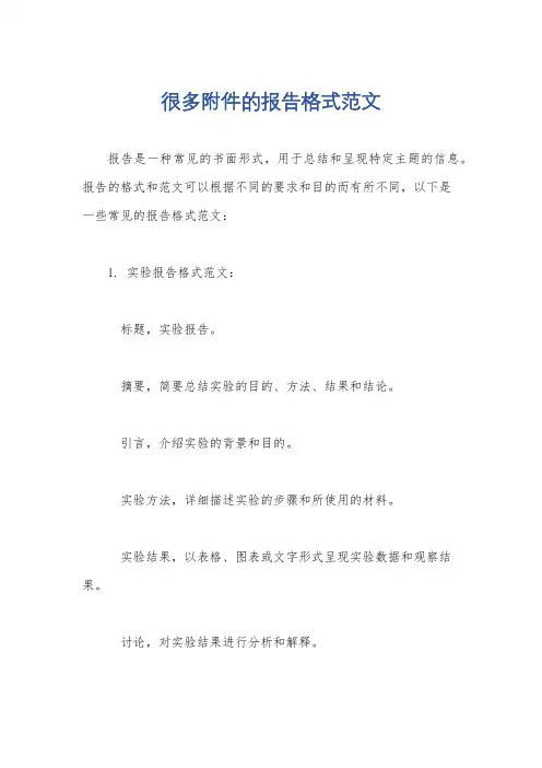 很多附件的报告格式范文