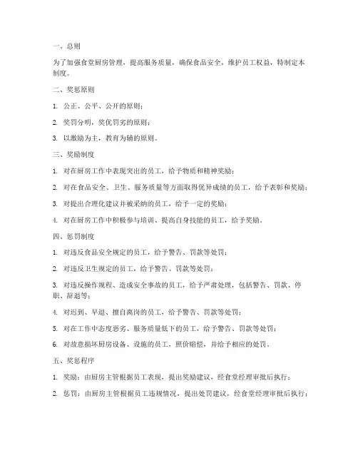 食堂厨房奖惩管理制度