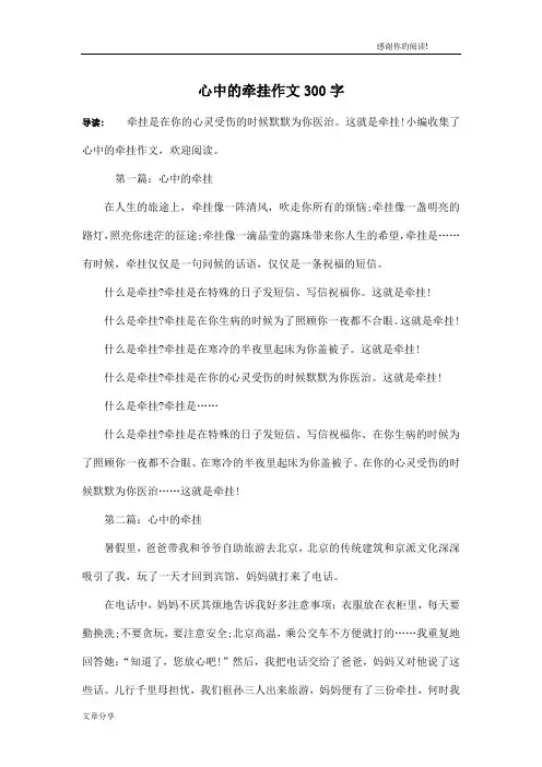 心中的牵挂作文300字