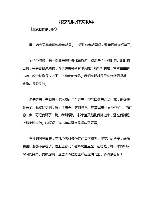 北京胡同作文初中