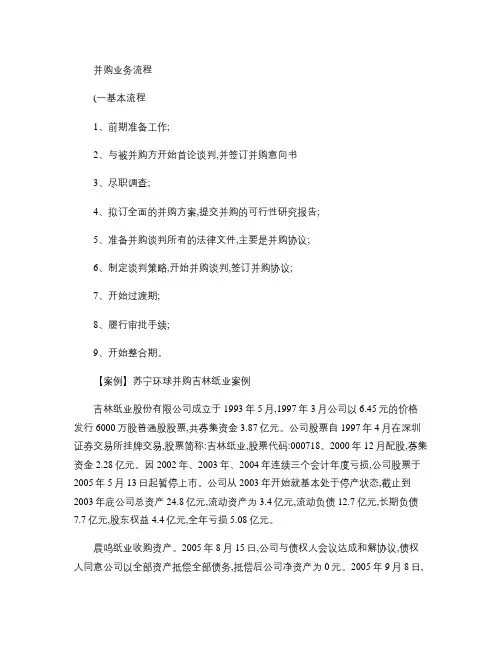 并购业务流程汇总
