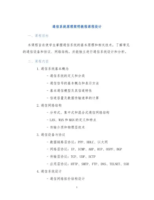 通信系统原理简明教程课程设计