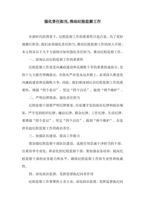 强化责任担当,推动纪检监察工作