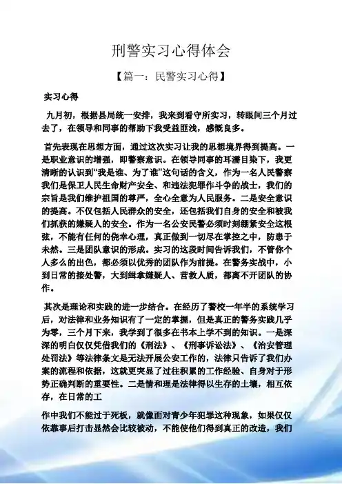 刑警实习心得体会