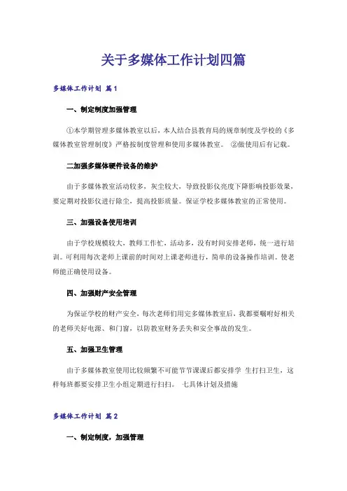 关于多媒体工作计划四篇