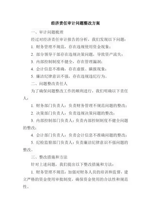 经济责任审计问题整改方案