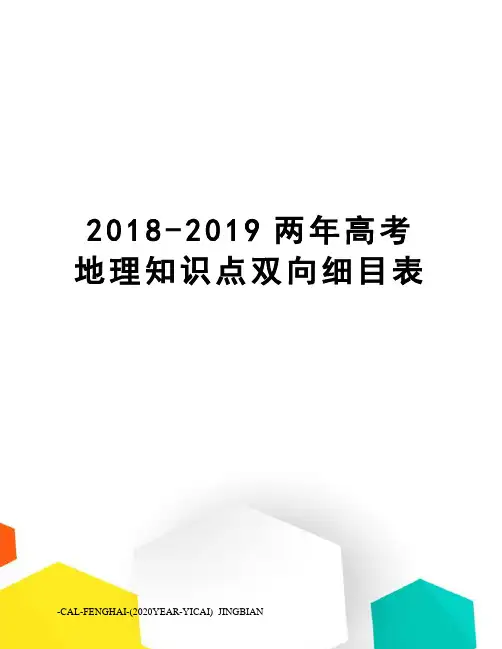 2018-2019两年高考地理知识点双向细目表